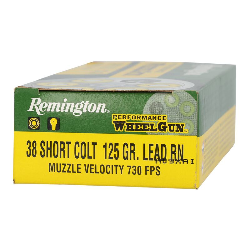 Munición Remington, calibre .38 Short Colt, 125 grains