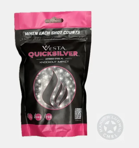 Balín Vesta Defense, calibre .50 (QUICKSILVER / acero sólido dentro de una carcasa de polímero transparente) Bolsa con 200u.