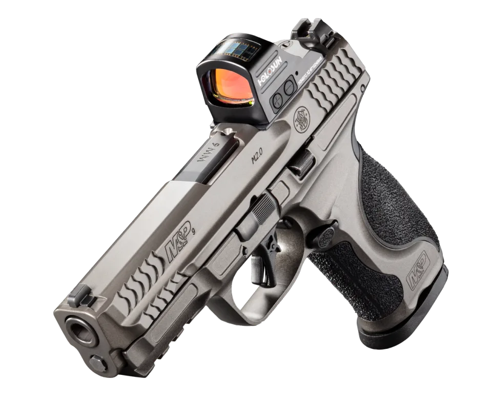 Pistola marca Smith & Wesson modelo M&P9 Metal 2.0, calibre 9MM, con dos cargadores de 17Rds y Mira Red Dot Holosun HS407C X2
