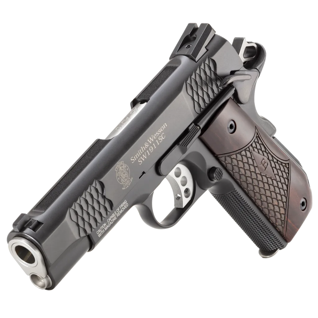 Pistola Smith & Wesson, modelo SW1911SC E-SERIES™ ROUND BUTT SCANDIUM FRAME, cañón 4,25'', calibre .45ACP, capacidad 8+1Rd.