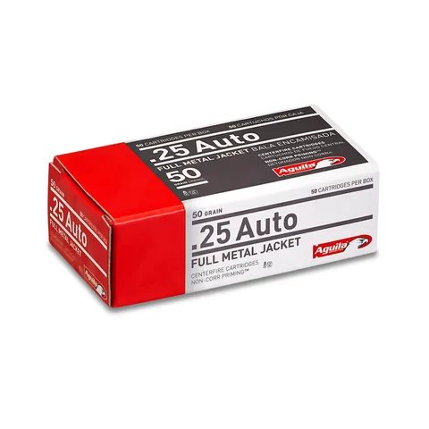 Munición Aguila calibre .25 Auto (6,35mm), FMJ 50 grains