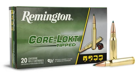Munición Remington, calibre .308 Win, 165 grains modelo Core-Lokt Tipped, caja 20u.