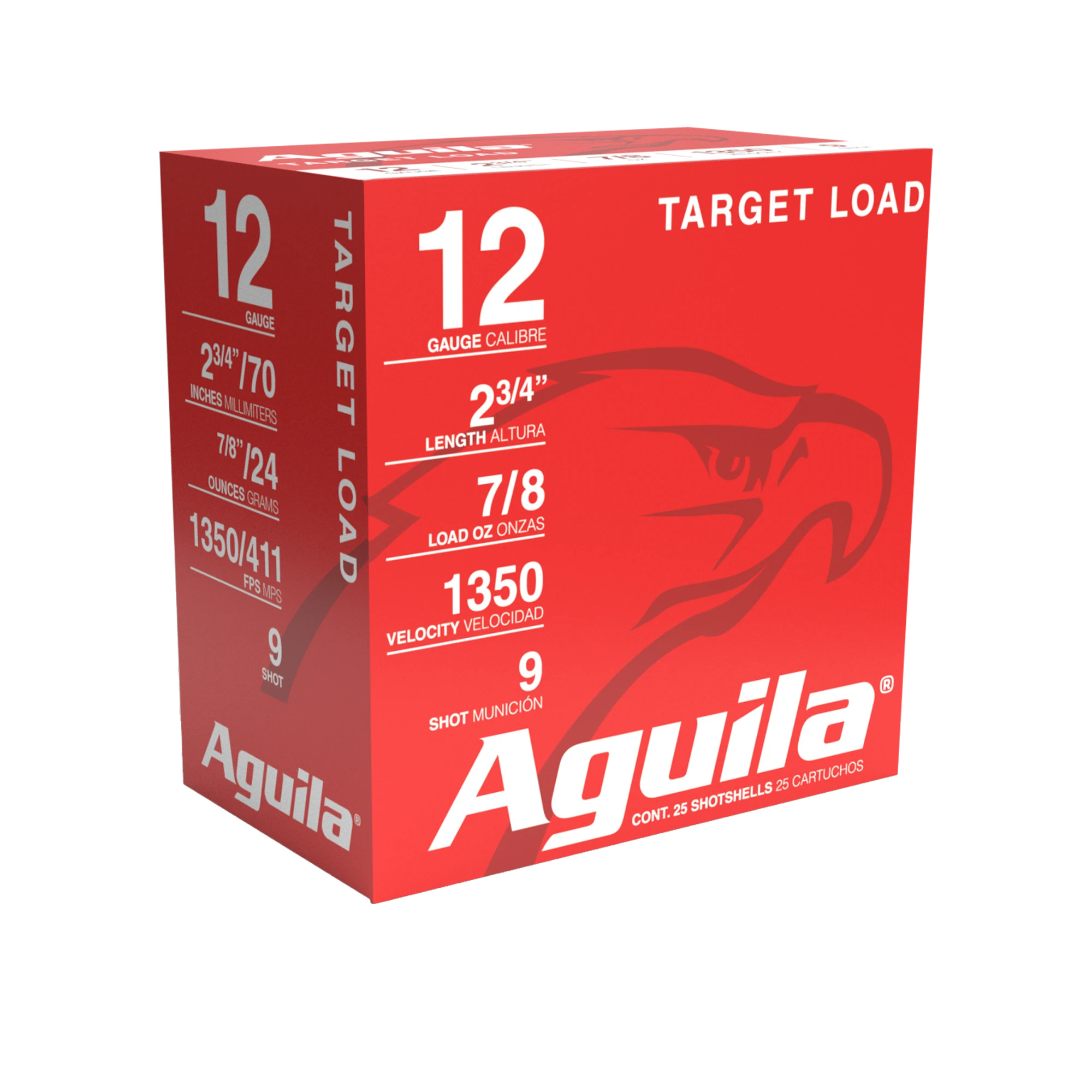 Cartucho Aguila, calibre 12, 2 3/4 IN. | 1 1/8 OZ | Mun. 9, 24 gramos