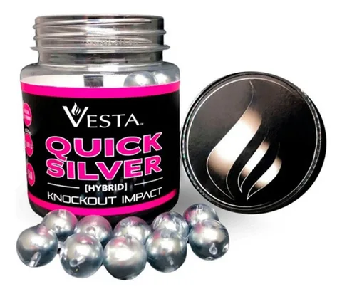 Balín Vesta Defense, calibre .50 (QUICKSILVER / acero sólido dentro de una carcasa de polímero transparente) Frasco con 50u.