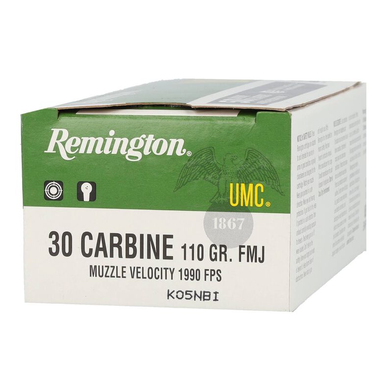 Munición Remington, calibre .30 Carabina, 110 grains, UMC FMJ