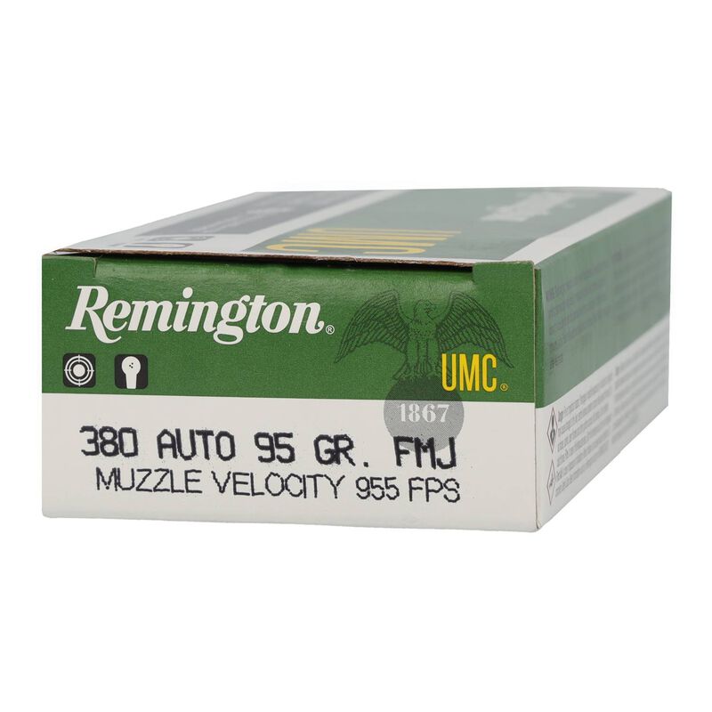 Munición Remington, calibre .380 Auto (9x17mm), UMC, 95 grains