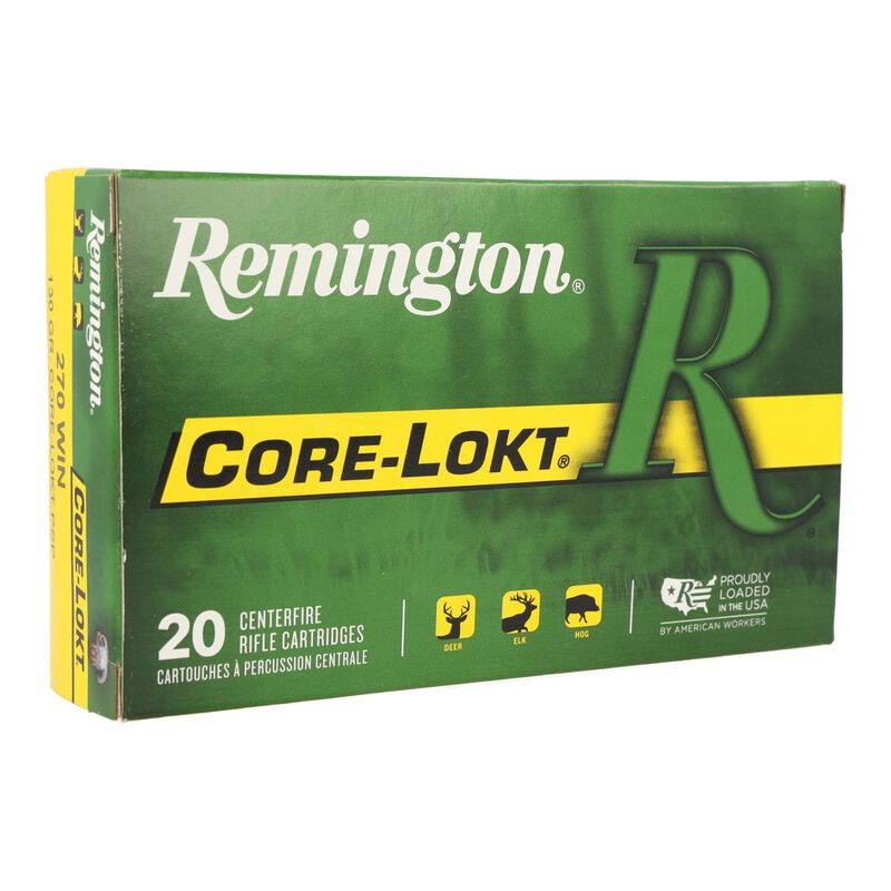 Munición Remington, calibre .270 Win, modelo Core Lokt, 130 grains