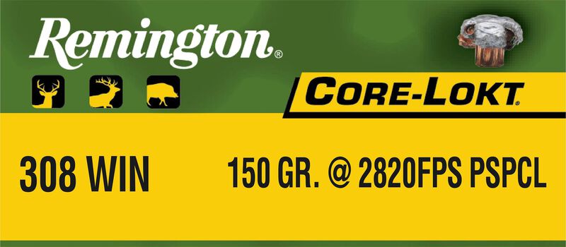 Munición Remington, calibre .308 Win, Core-Lokt PSP, 150 grains