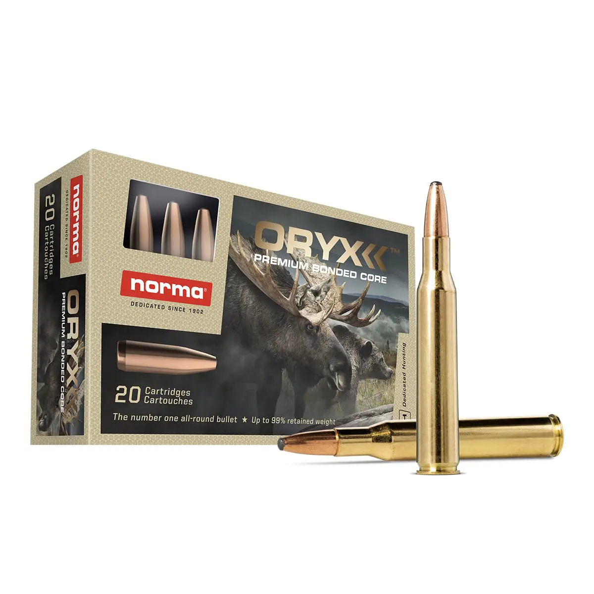 Munición NORMA, calibre .270 Win, modelo Oryx, 150 grains