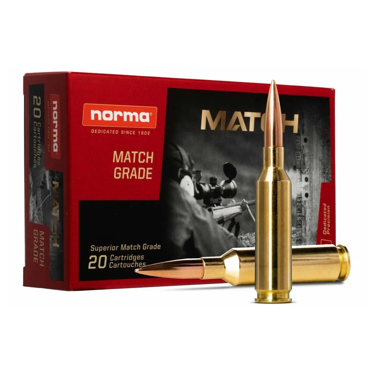 Munición NORMA, modelo GOLDEN TARGET, calibre .338 Lapua Magnum, 250 grains